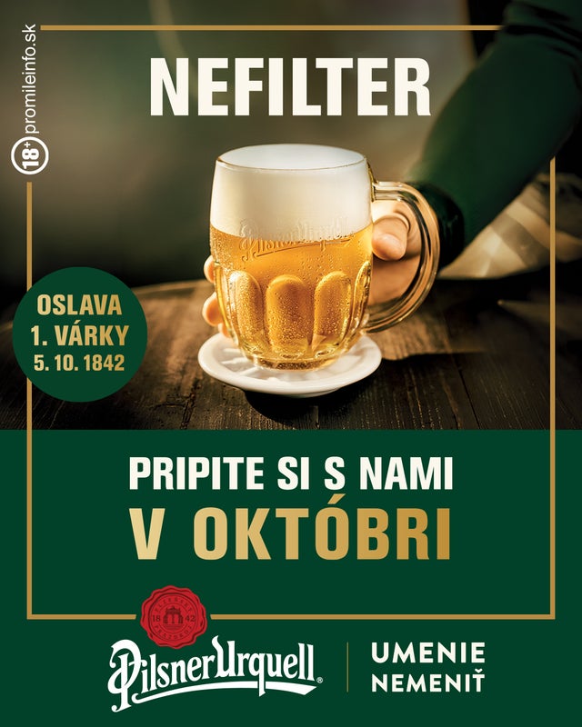 Plagát Pilsner Urquell Nefilter — pripite si s nami v októbri